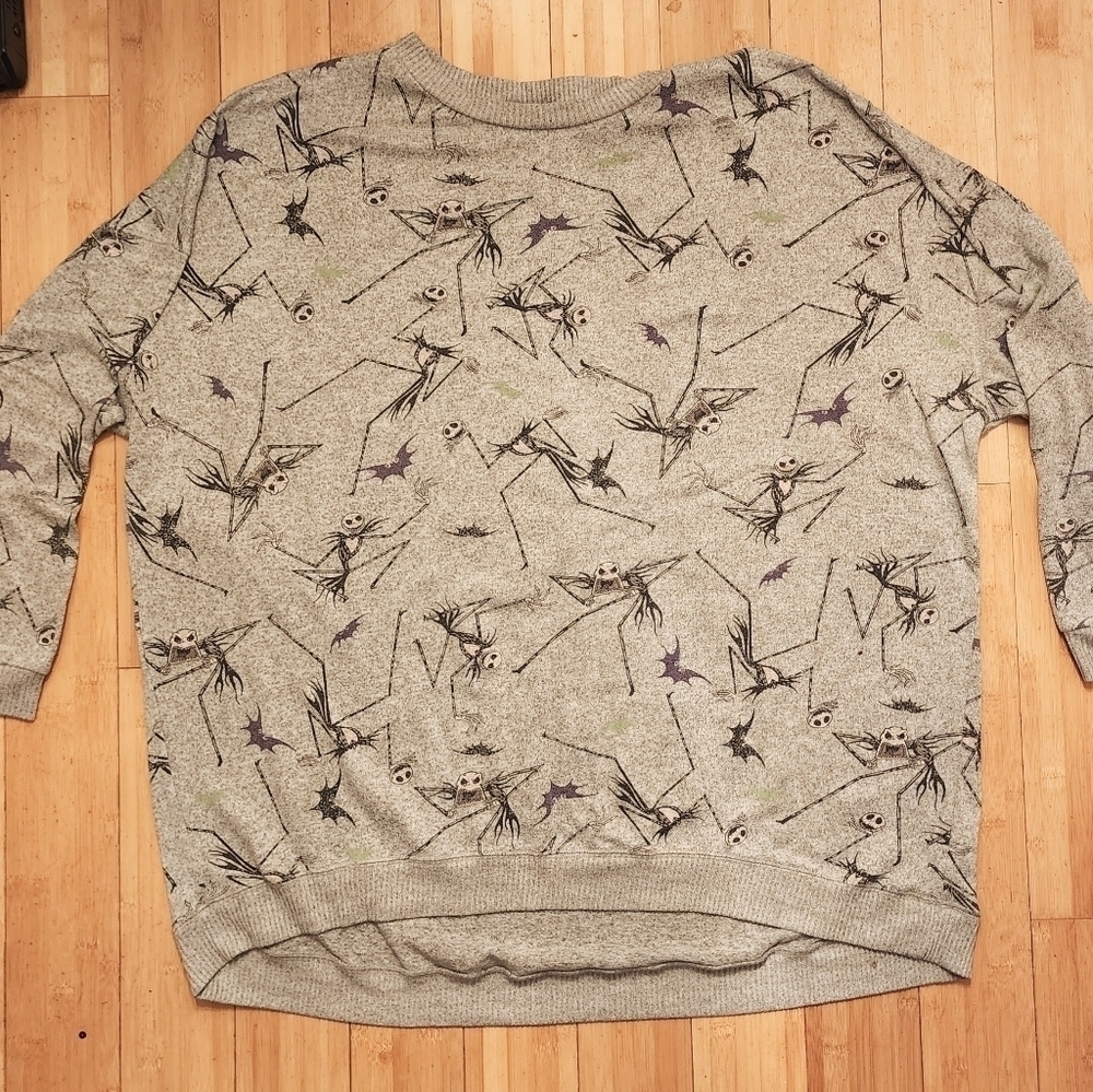 Nightmare Before Christmas Jack Skellington Sweater Women's 3X (22W-24W) Grey
